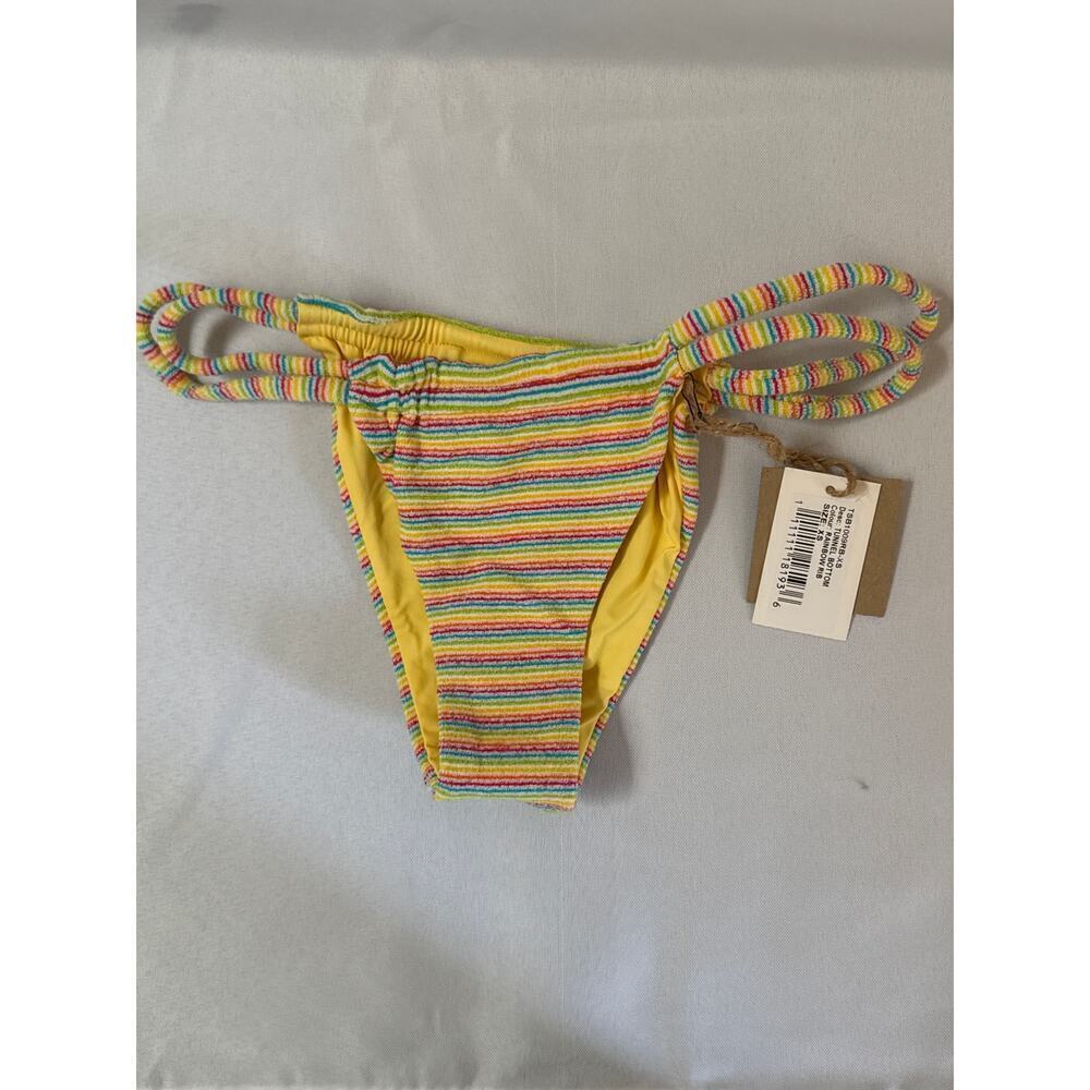 FP Toast Swim Tunnel Bikini Bottom Rainbow Ribbed Sz XS